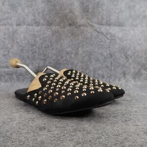 Forever 21 Shoes Womens 7.5 Mule Flats Studded Fashion Slip On Casual Black Gold